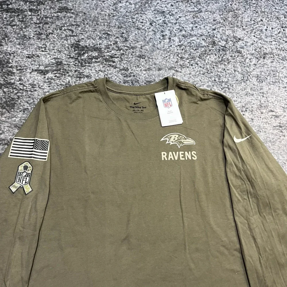 NWT Nike Baltimore Ravens Salute To Service Long Sleeve Shirt Mens XXL Green NFL